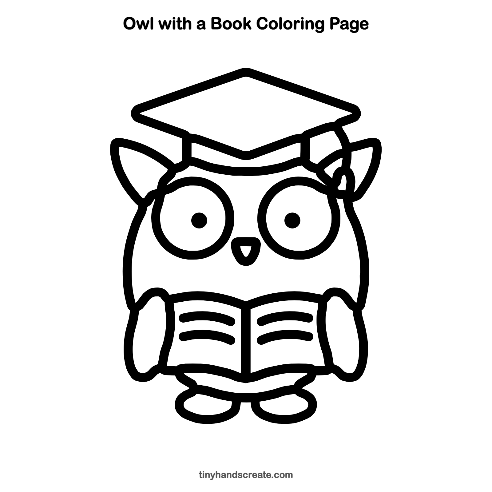 Free printable owl with a book coloring page for kids