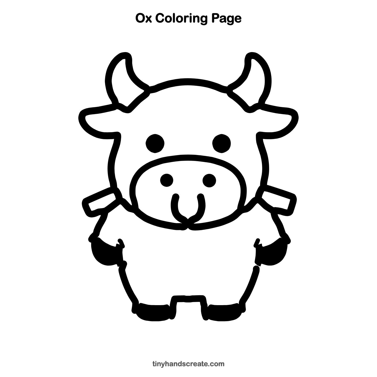 Free printable ox coloring page for kids