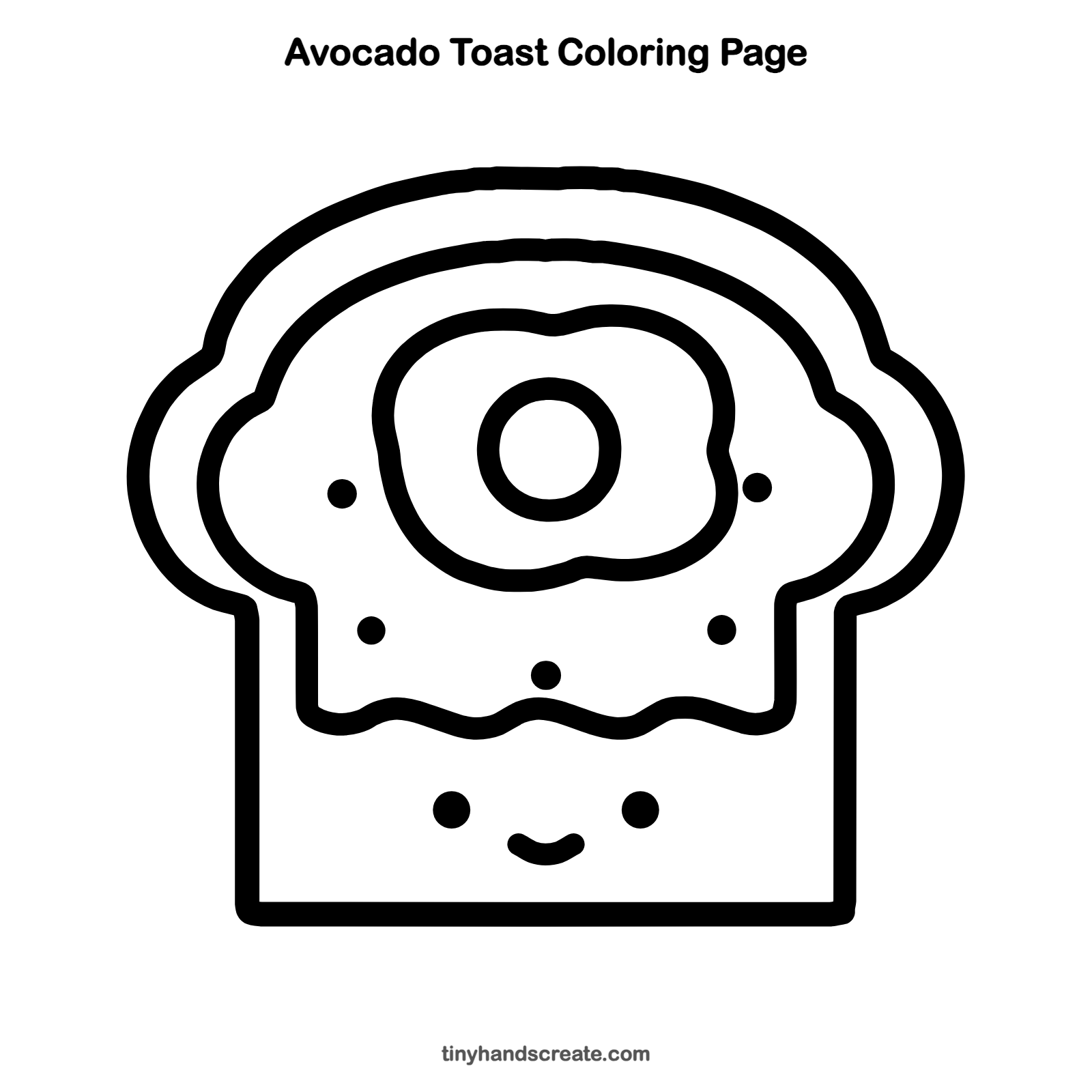 Free printable avocado toast coloring page for kids
