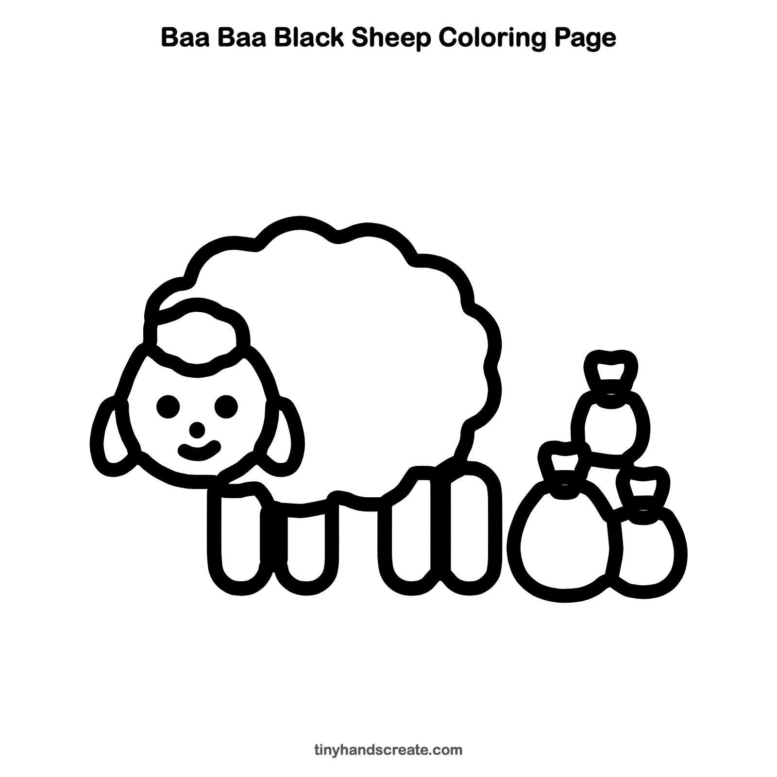 Free printable Baa Baa Black Sheep coloring page for kids