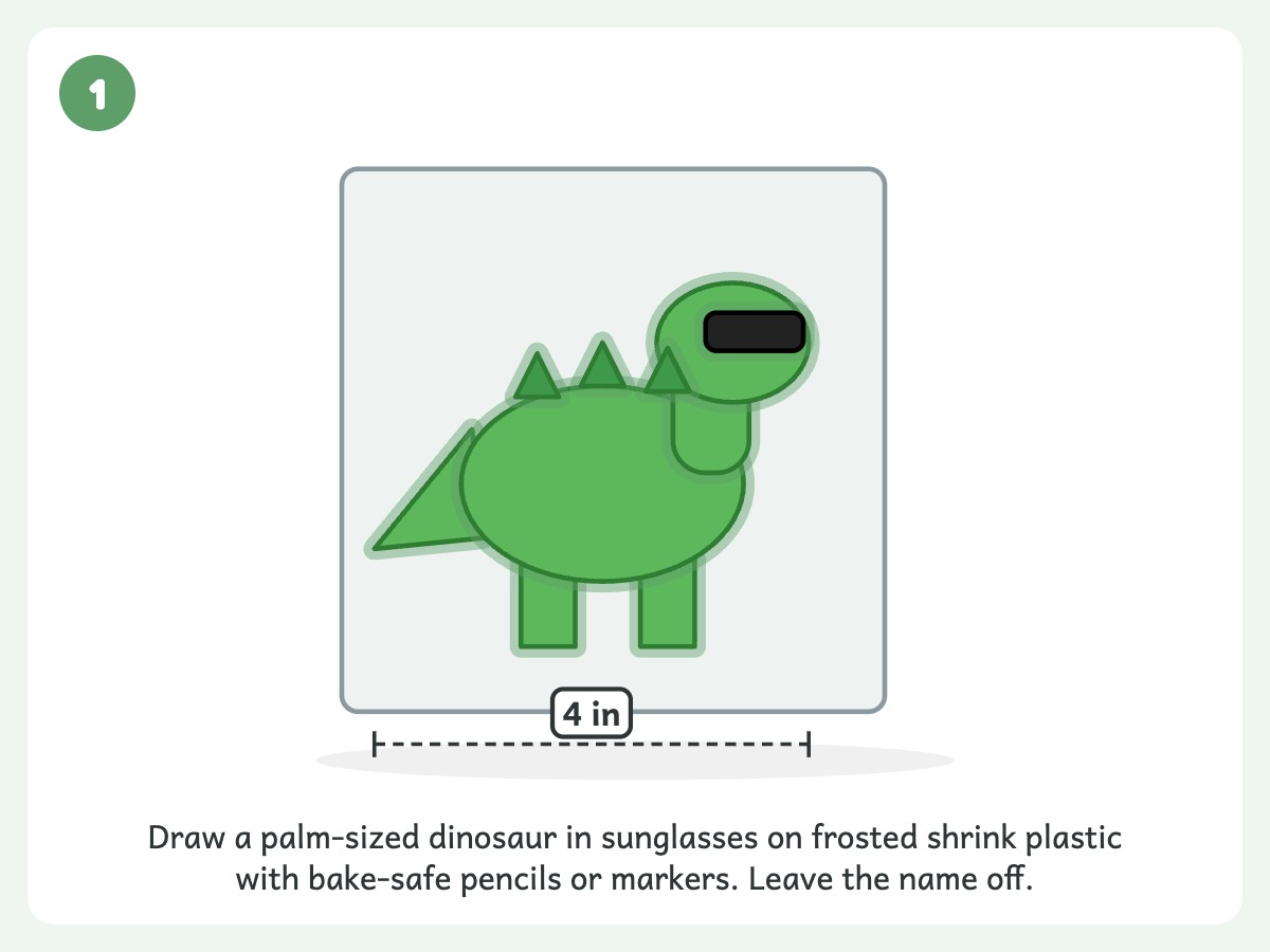 Step 1: Draw the design big on the plastic, about twice the size you want, with no name