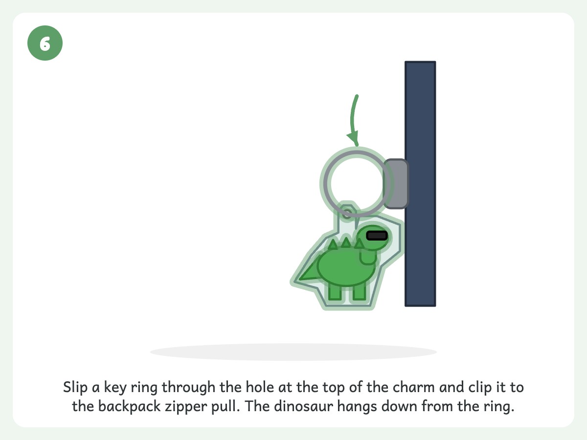 Step 6: Attach it to the backpack zipper with a key ring