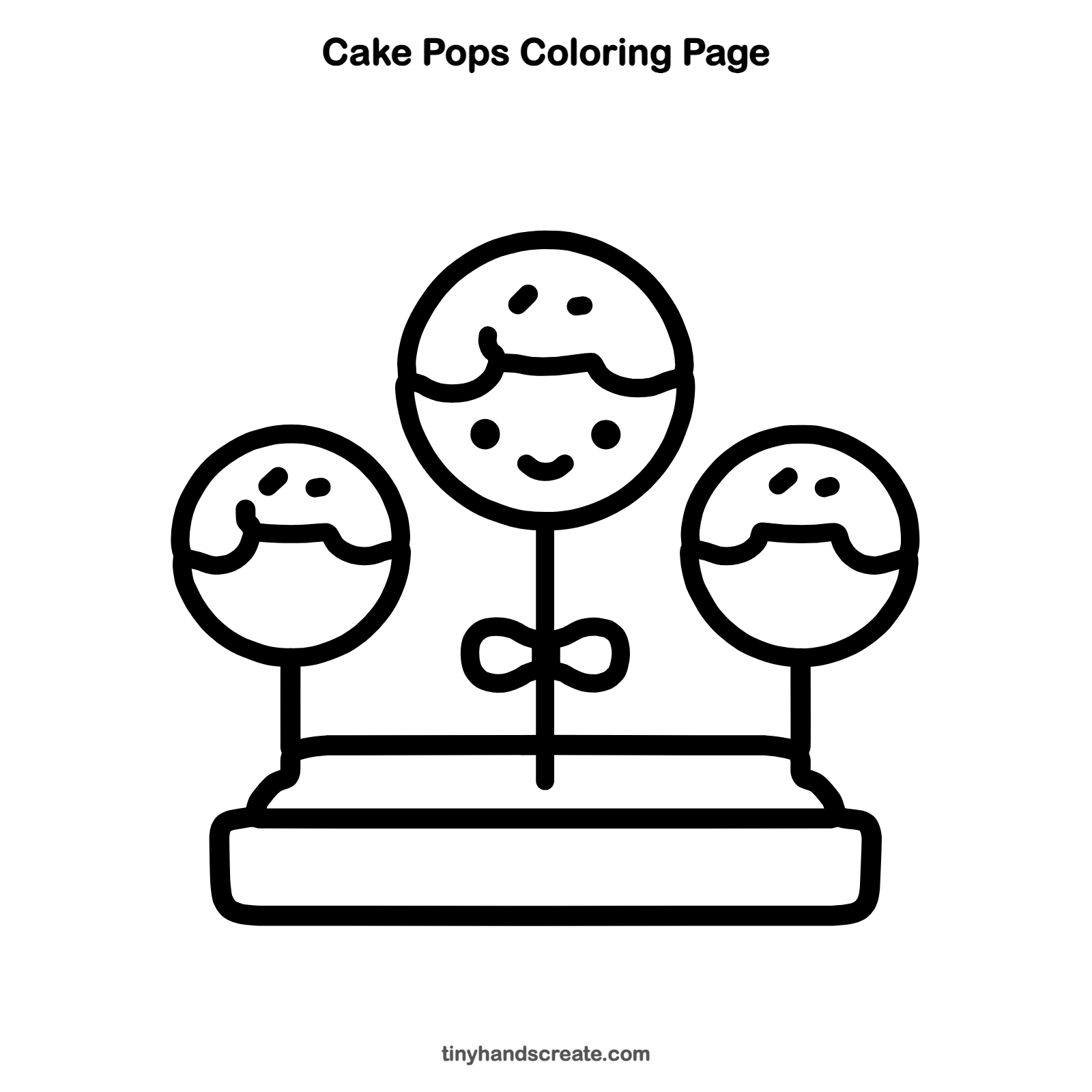 Free printable cake pops coloring page for kids