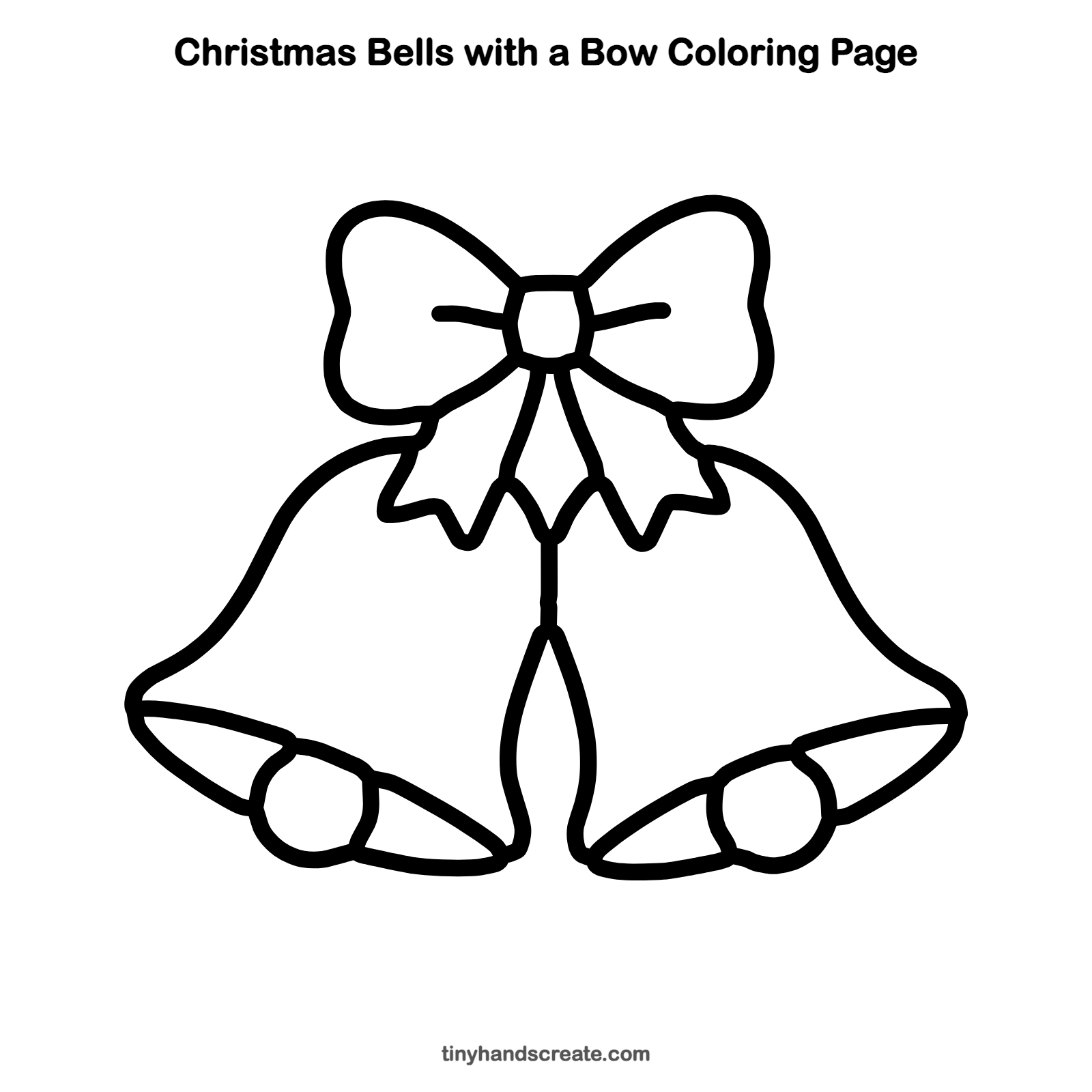 Free printable Christmas bells with a bow coloring page for kids