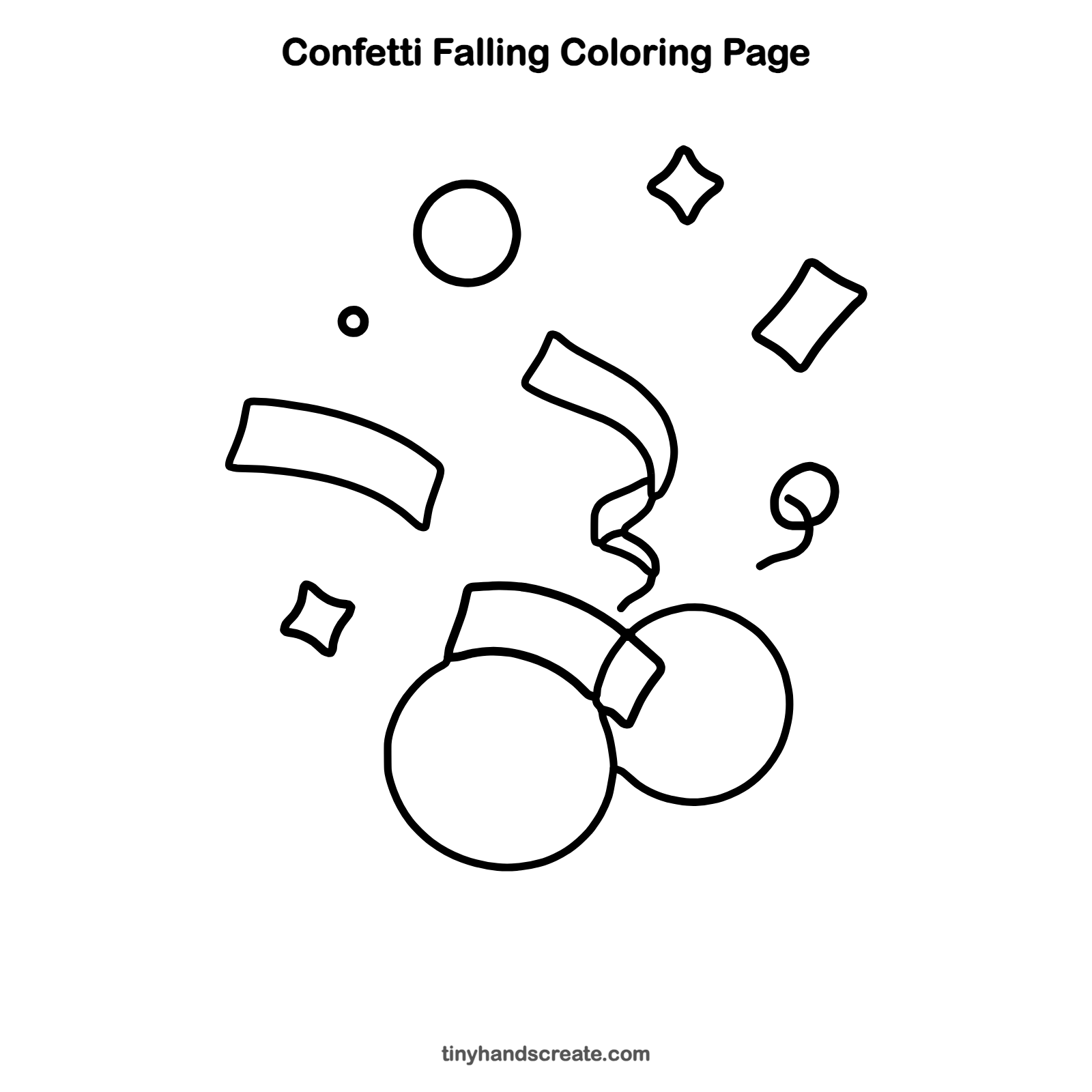 Free printable confetti falling coloring page for kids