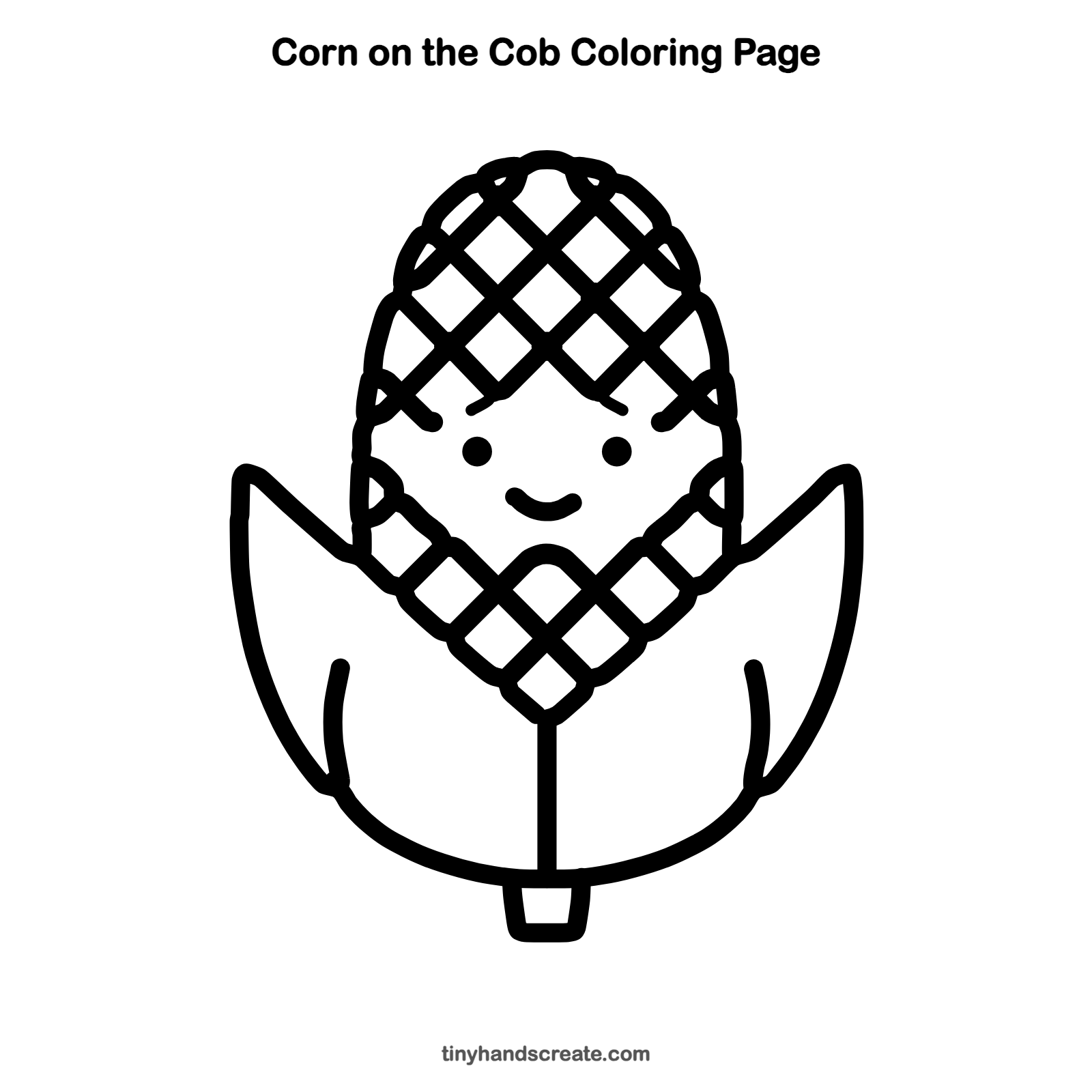 Free printable corn on the cob coloring page for kids