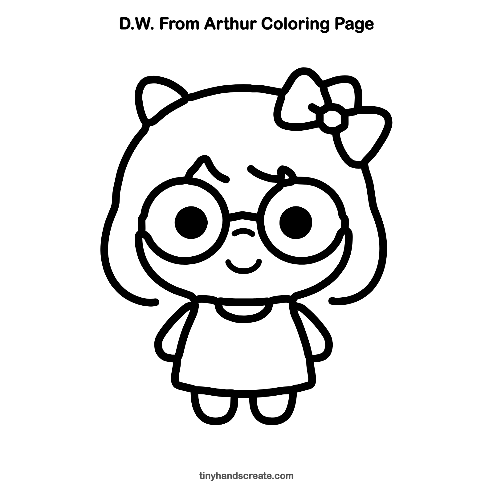 Free printable D.W. from Arthur coloring page for kids