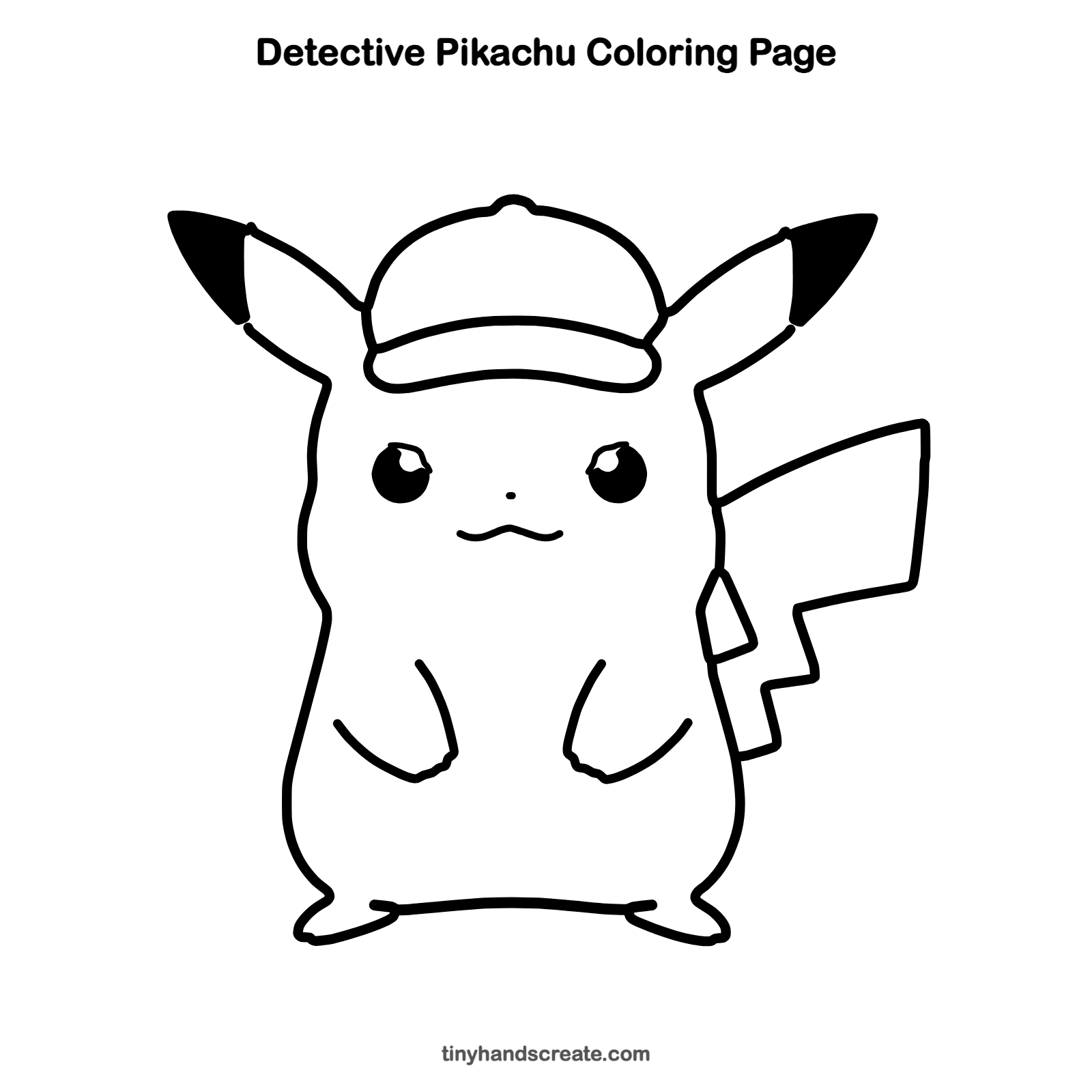Free printable Detective Pikachu coloring page for kids