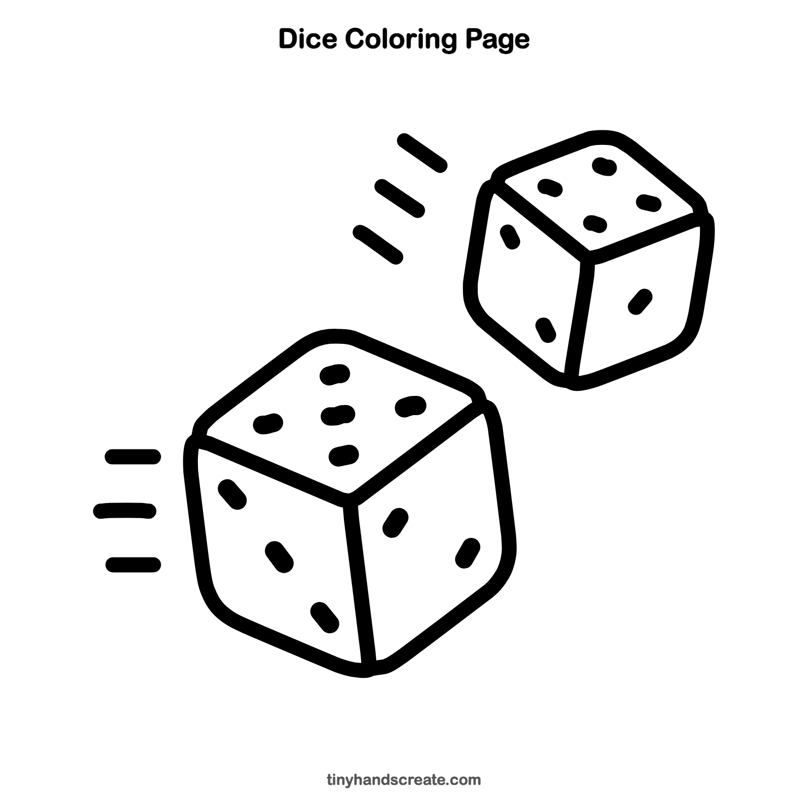 Free printable dice coloring page for kids