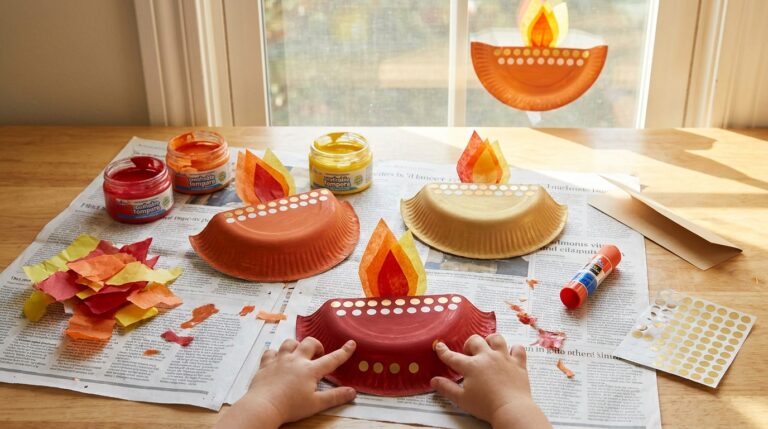 Diwali Diya Craft for Toddlers: Easy Paper Plate Lamps