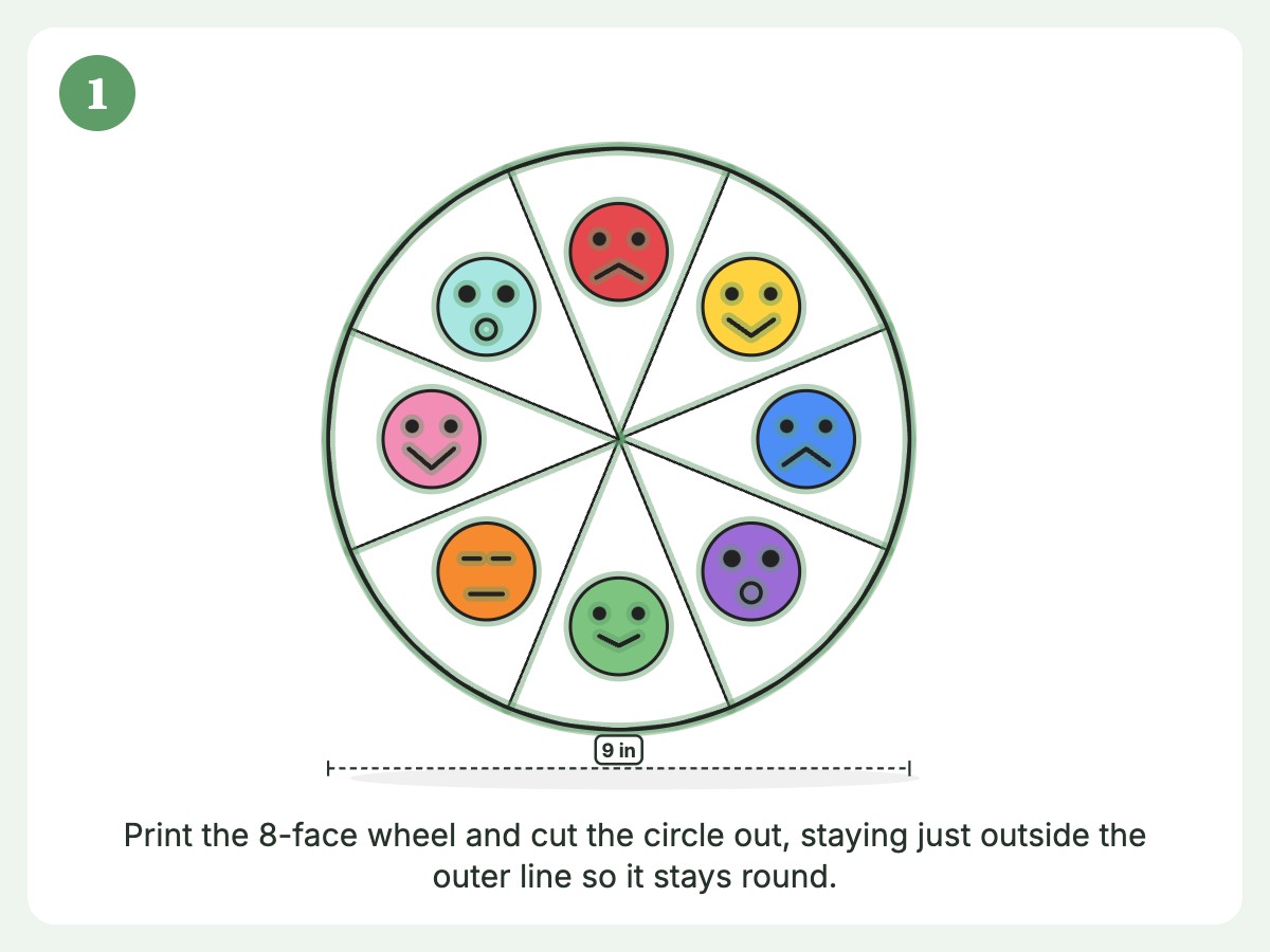Step 1: Print the wheel and cut just outside the line