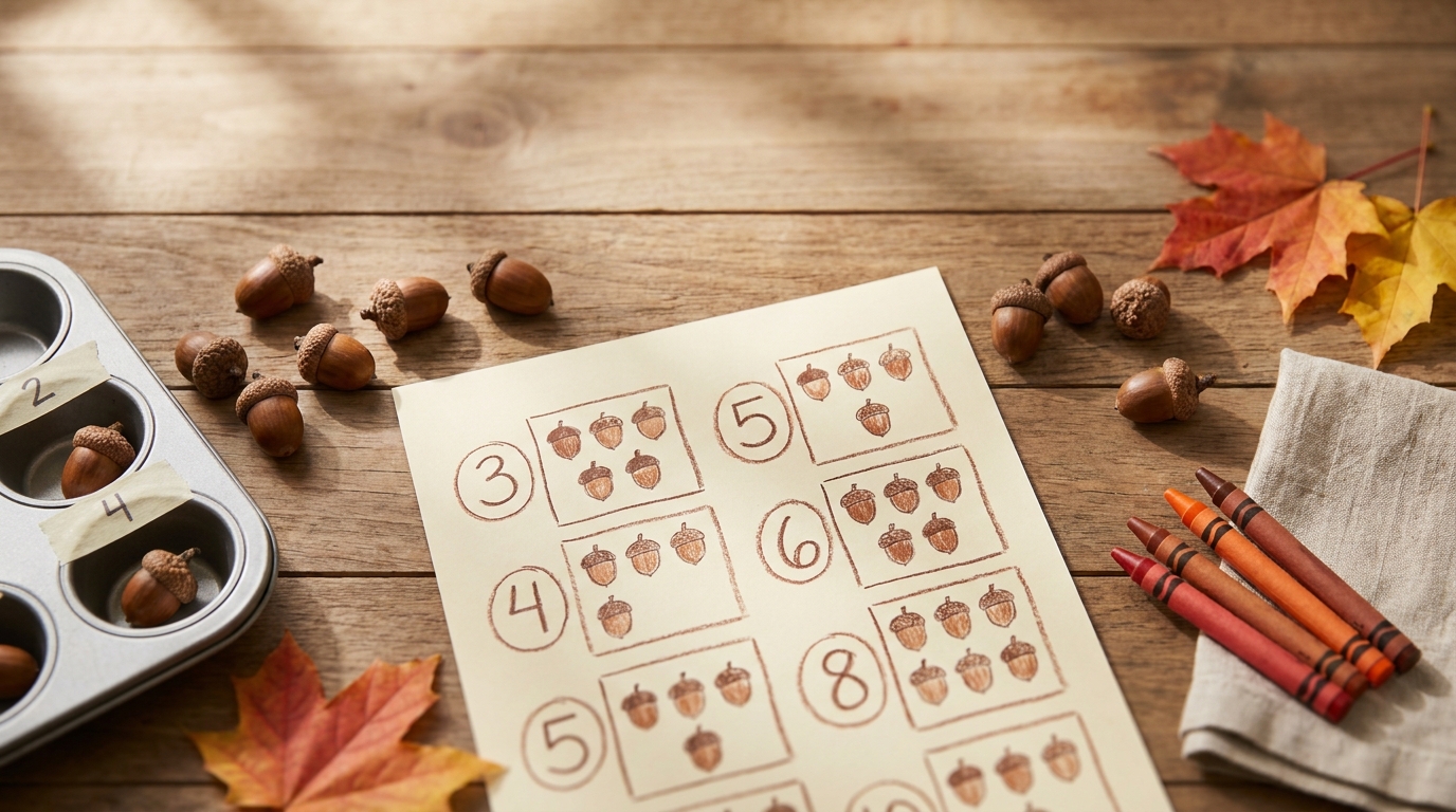 Free Fall Counting Worksheets for Preschoolers (1-10)