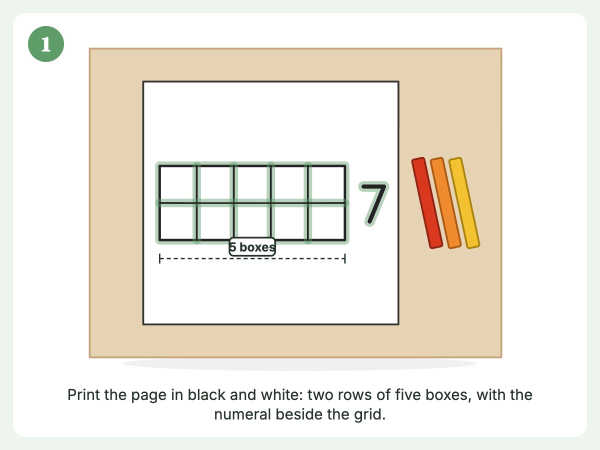 Step 1: Start with an empty ten-frame grid