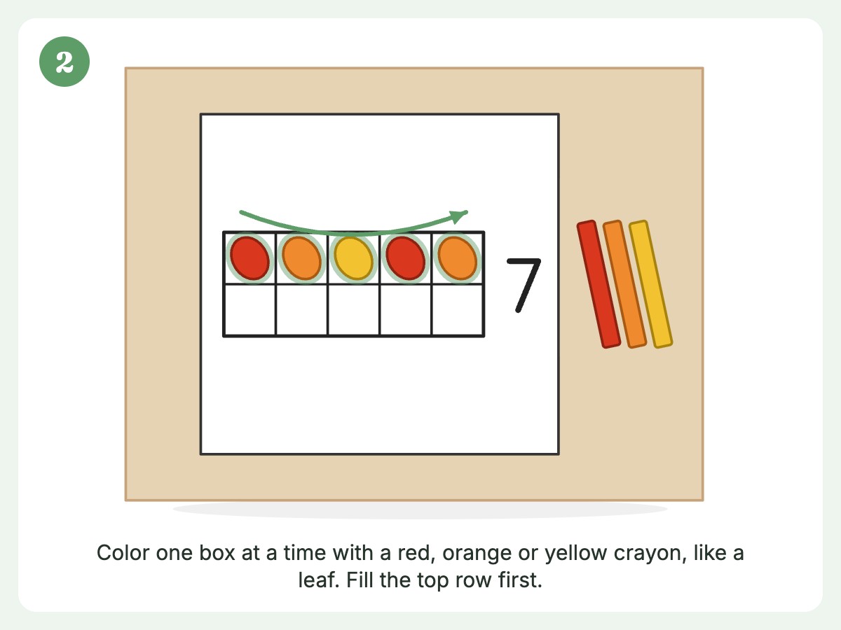 Step 2: Color the top row from left to right