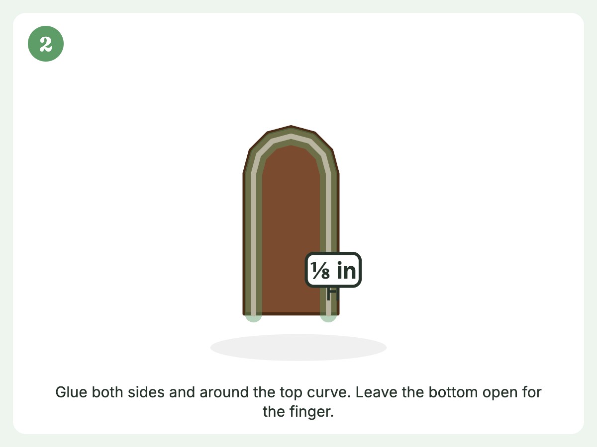 Step 2: Run a thin glue line along the sides, ⅛ in from the edge, bottom open