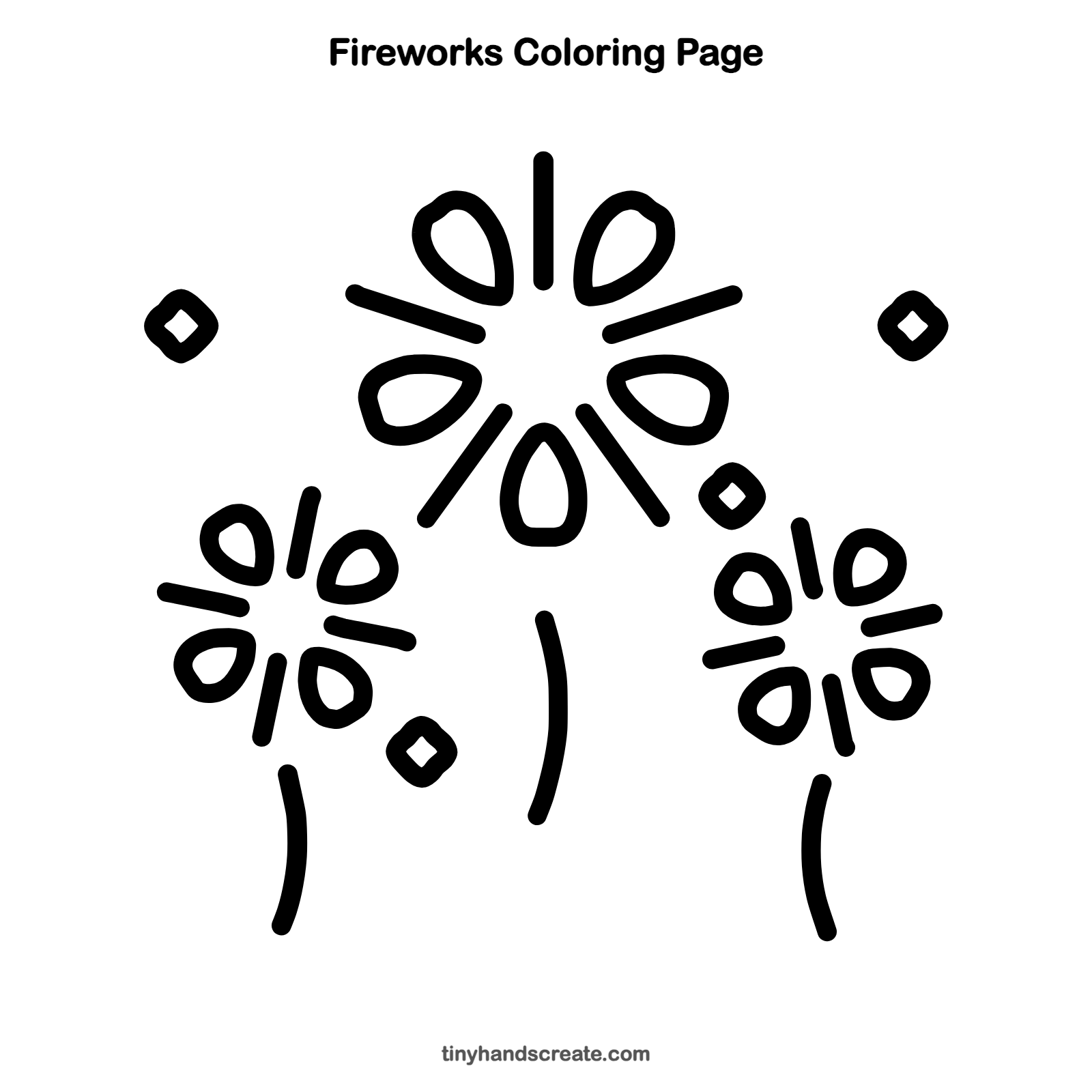 Free printable fireworks coloring page for kids