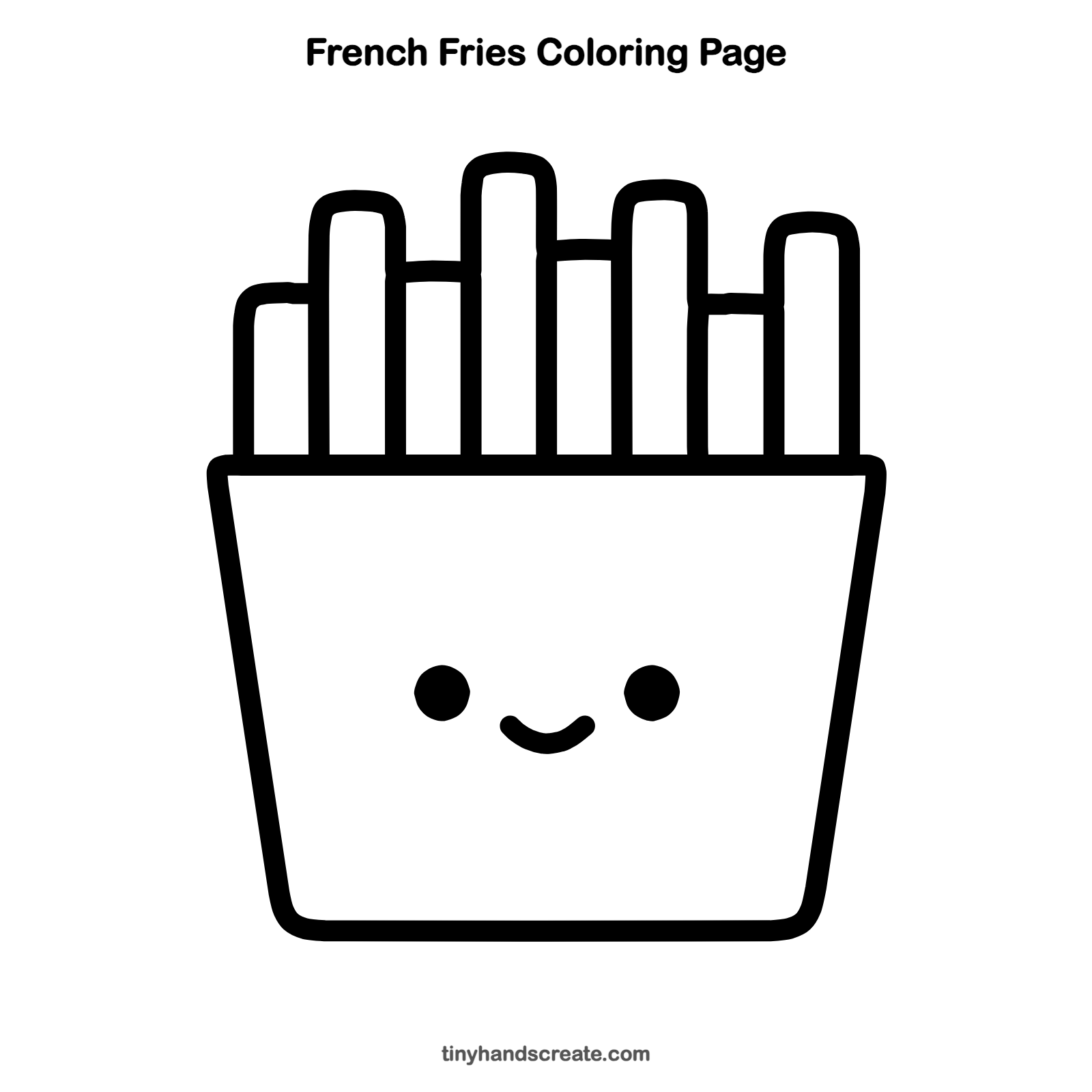 Free printable french fries coloring page for kids