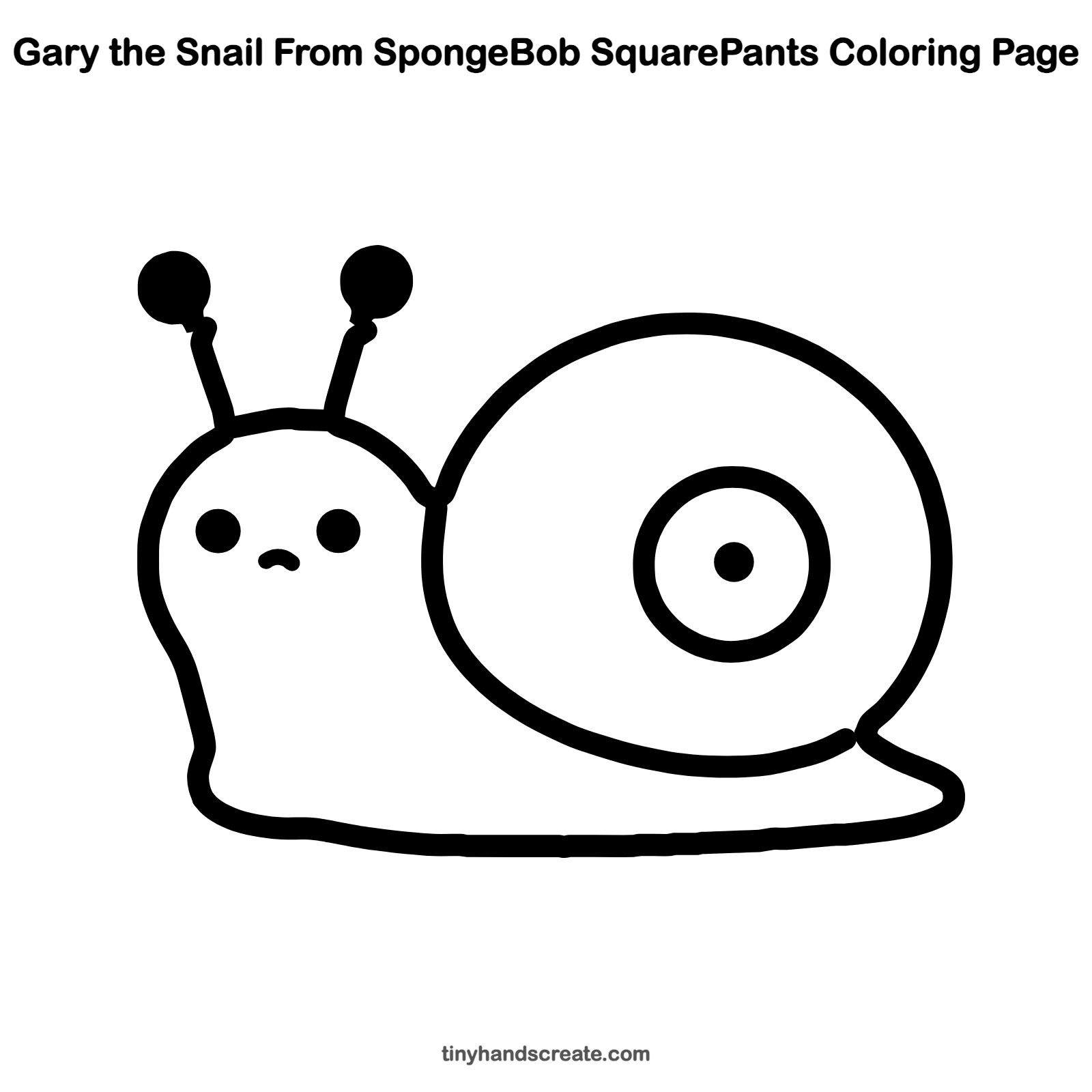 Free printable Gary the Snail from SpongeBob SquarePants coloring page for kids