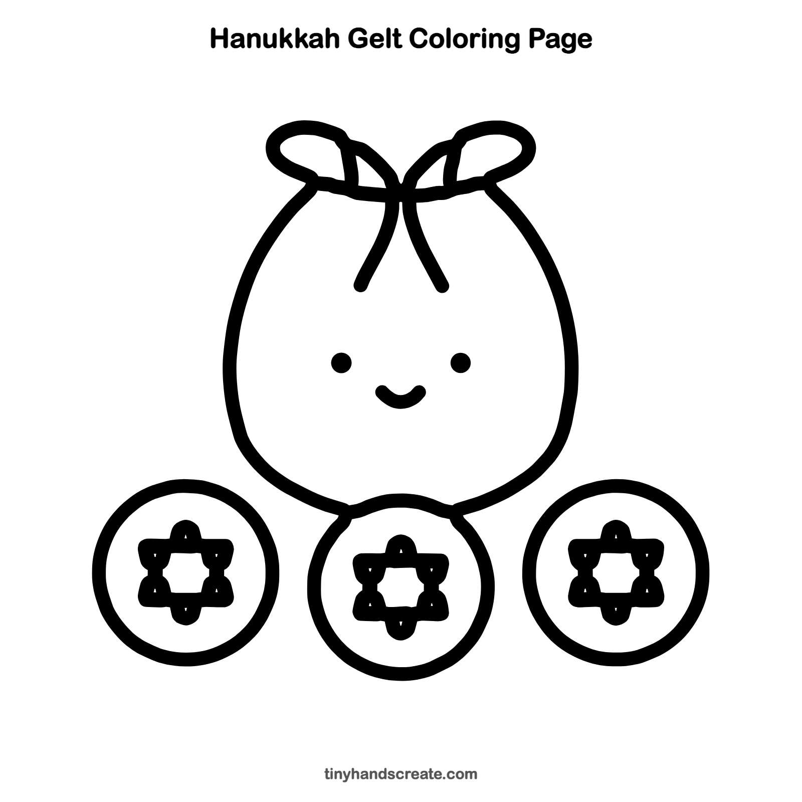 Free printable Hanukkah gelt coloring page for kids