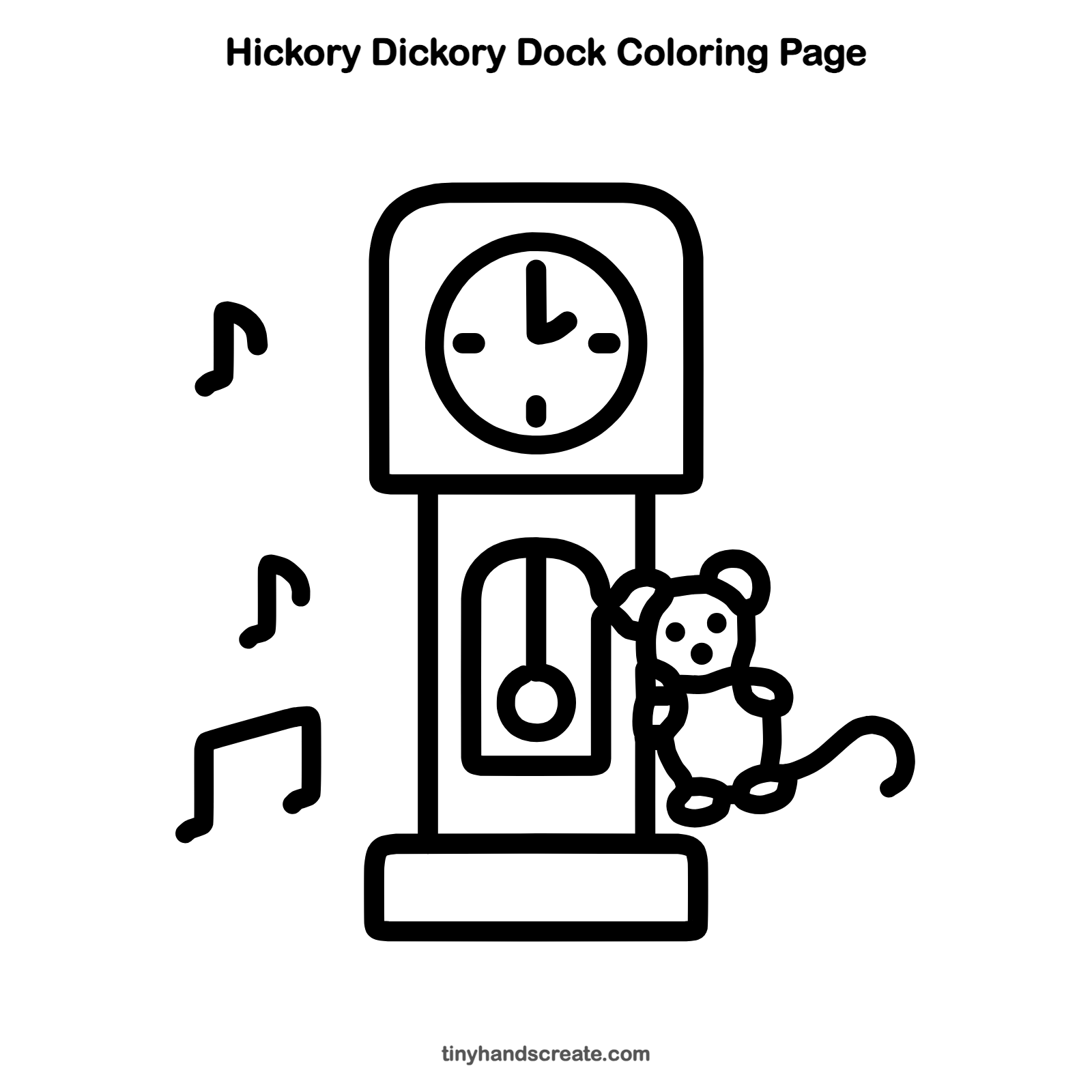 Free printable Hickory Dickory Dock coloring page for kids