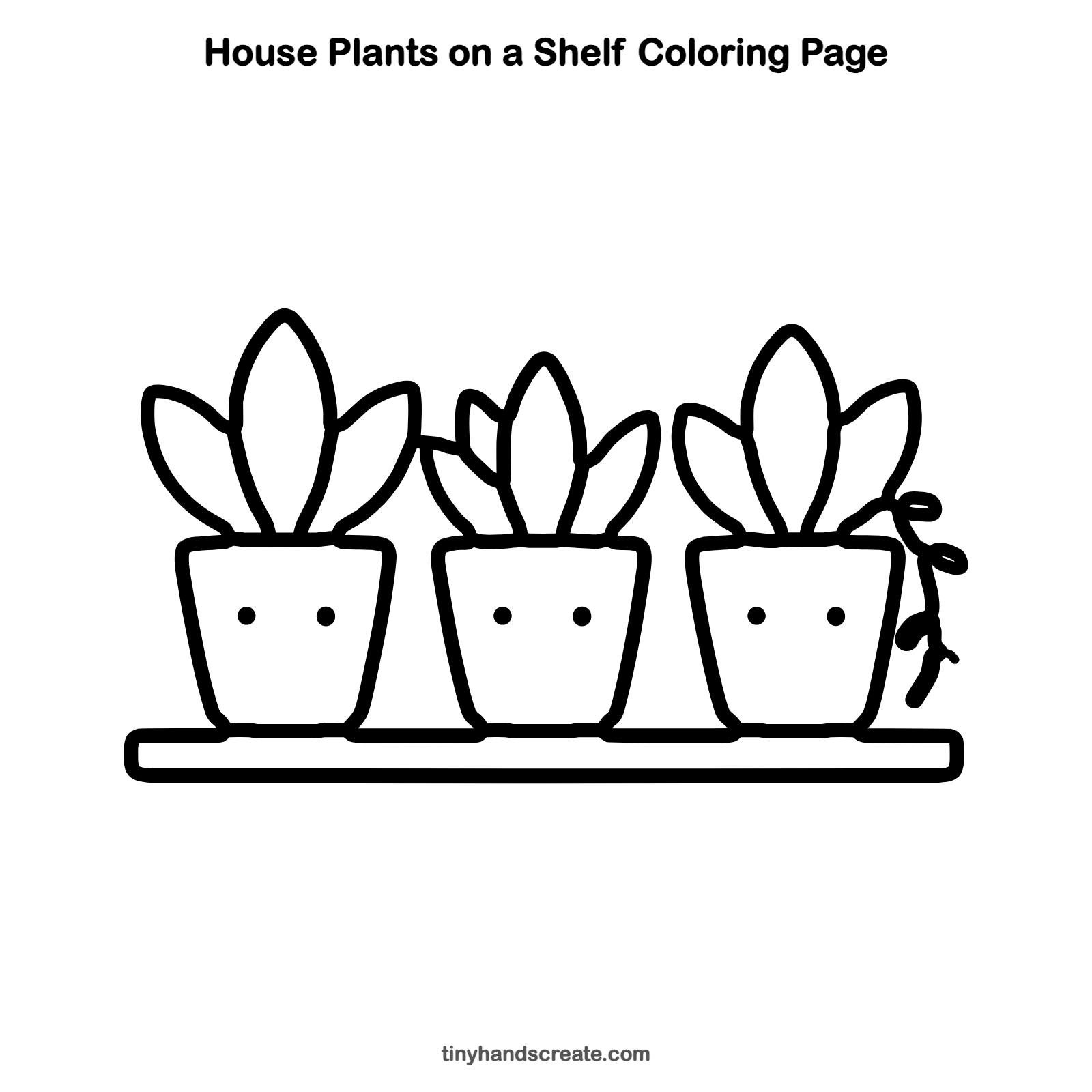 Free printable house plants on a shelf coloring page for kids