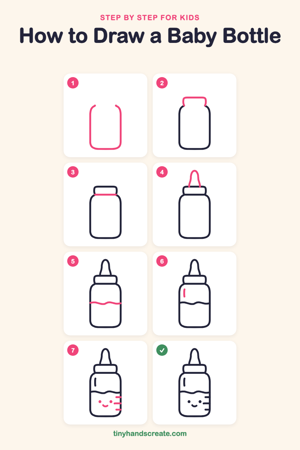 How to draw a baby bottle step by step for kids