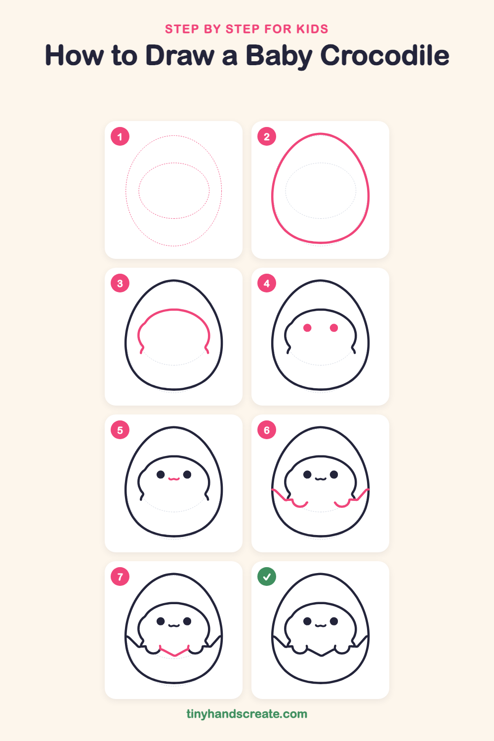 How to draw a baby crocodile step by step for kids