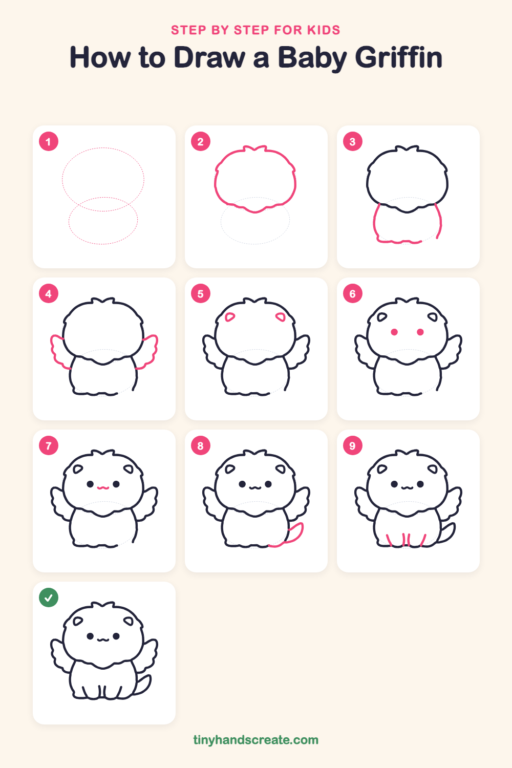 How to draw a baby griffin step by step for kids