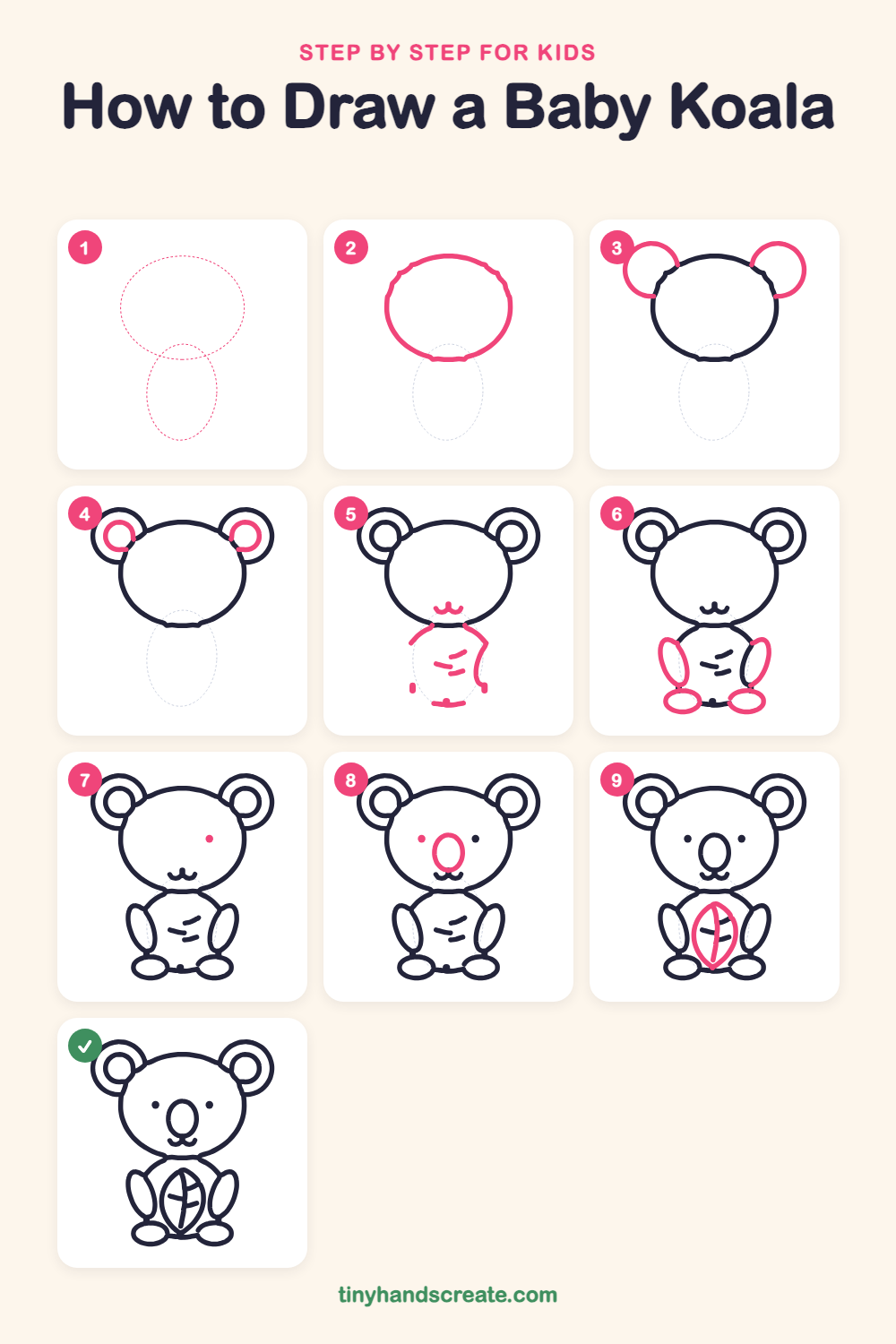 How to draw a baby koala step by step for kids