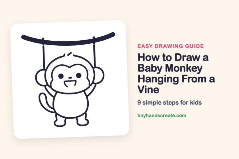How to Draw a Baby Monkey Hanging From a Vine: easy drawing guide for kids