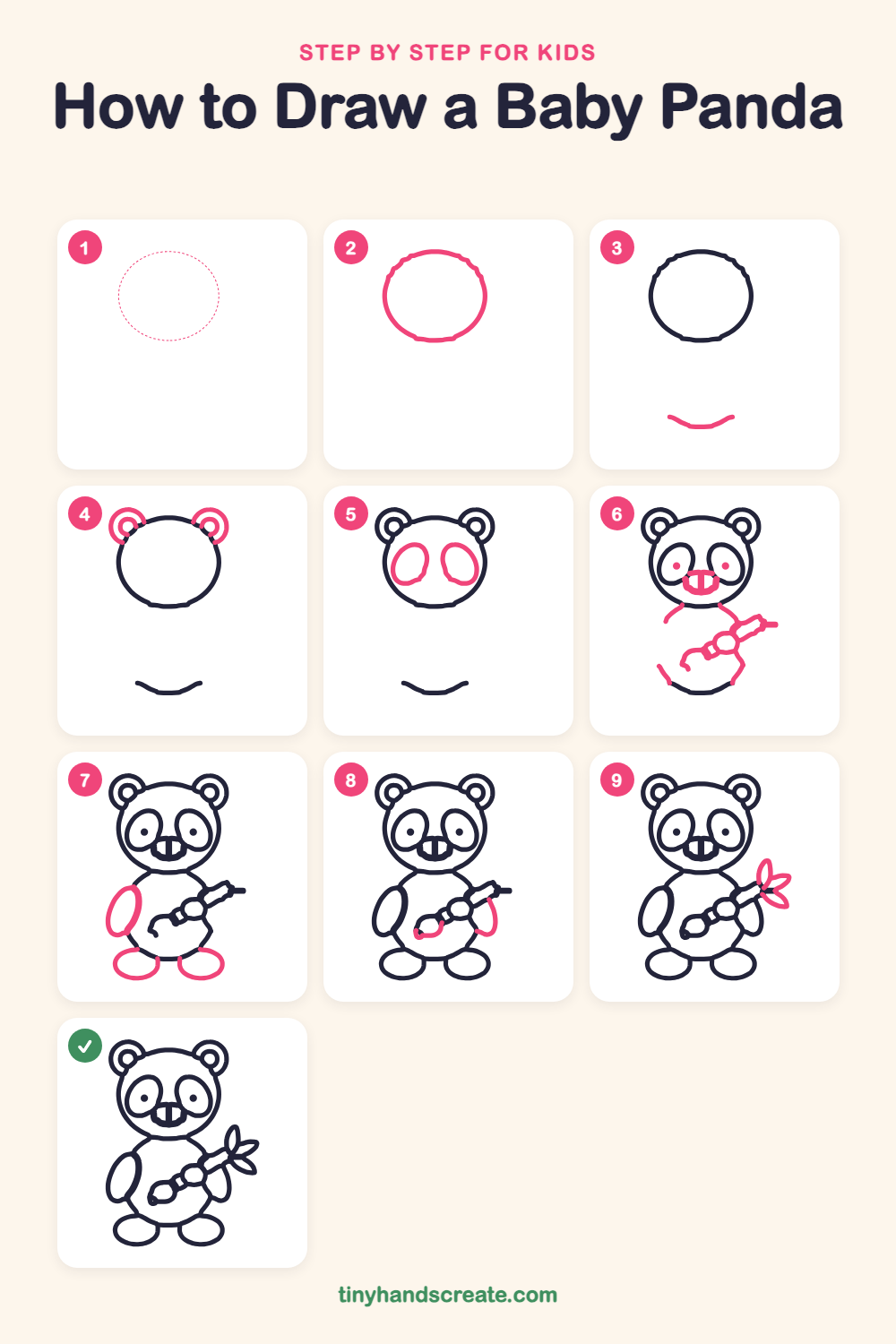 How to draw a baby panda step by step for kids