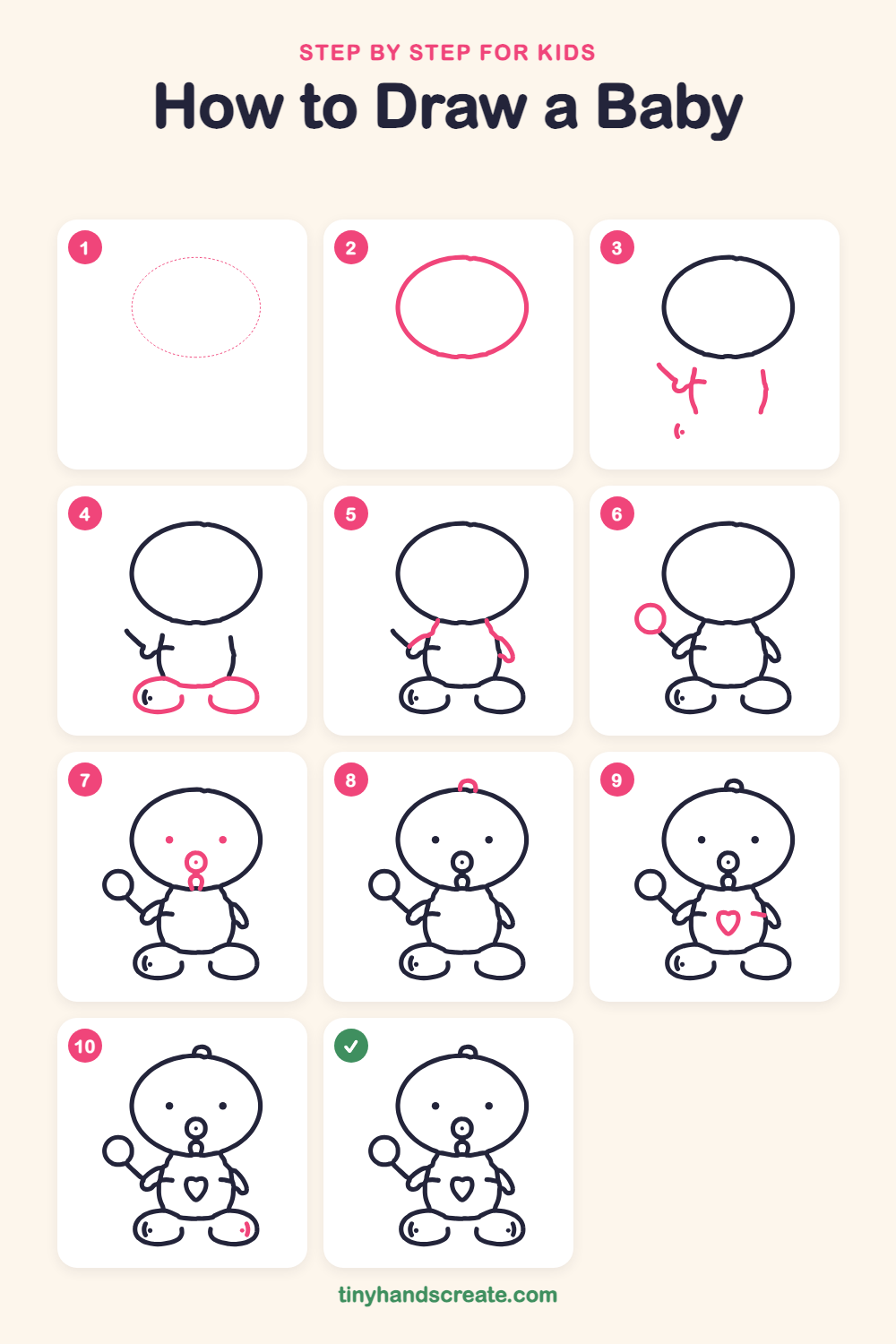 How to draw a baby step by step for kids