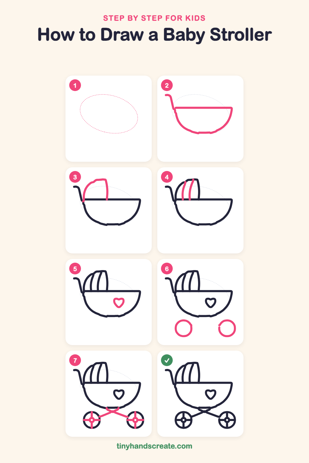 How to draw a baby stroller step by step for kids