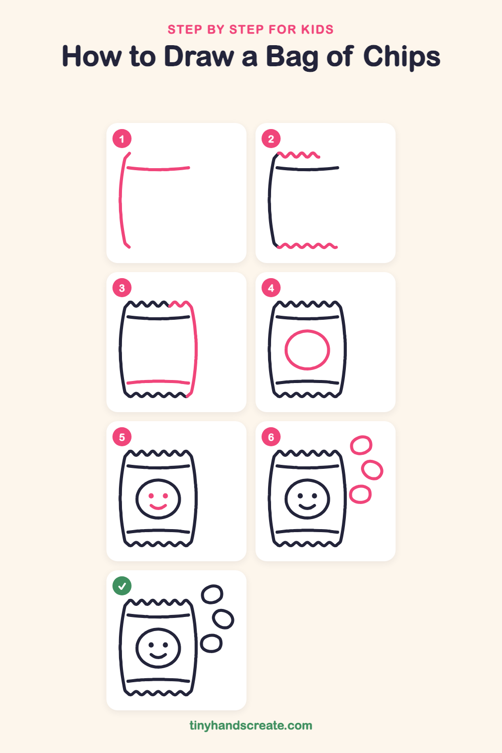 How to draw a bag of chips step by step for kids