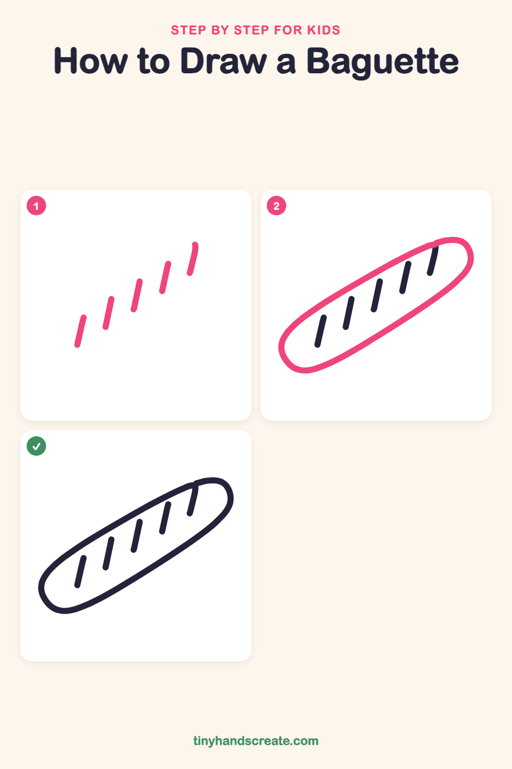 How to draw a baguette step by step for kids