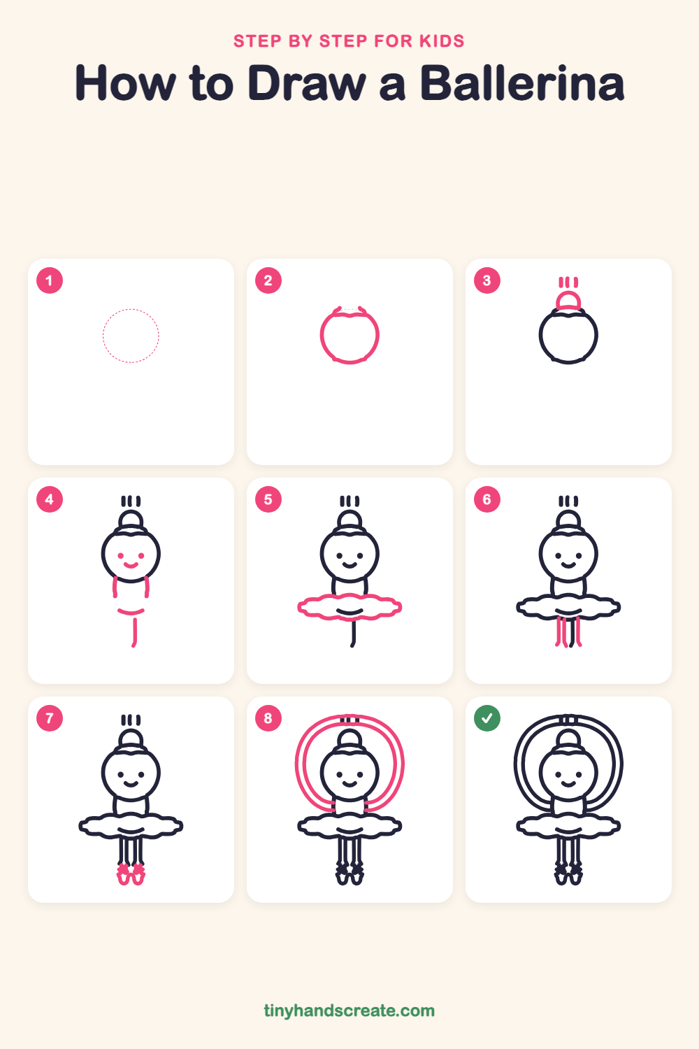 How to draw a ballerina step by step for kids