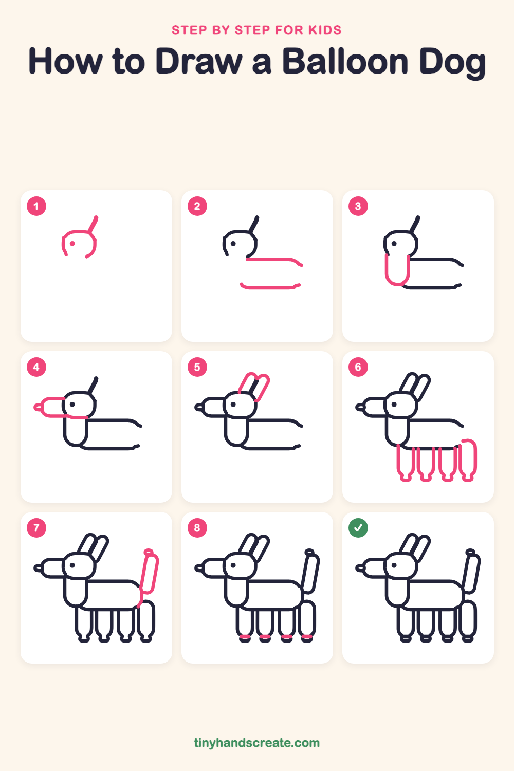 How to draw a balloon dog step by step for kids