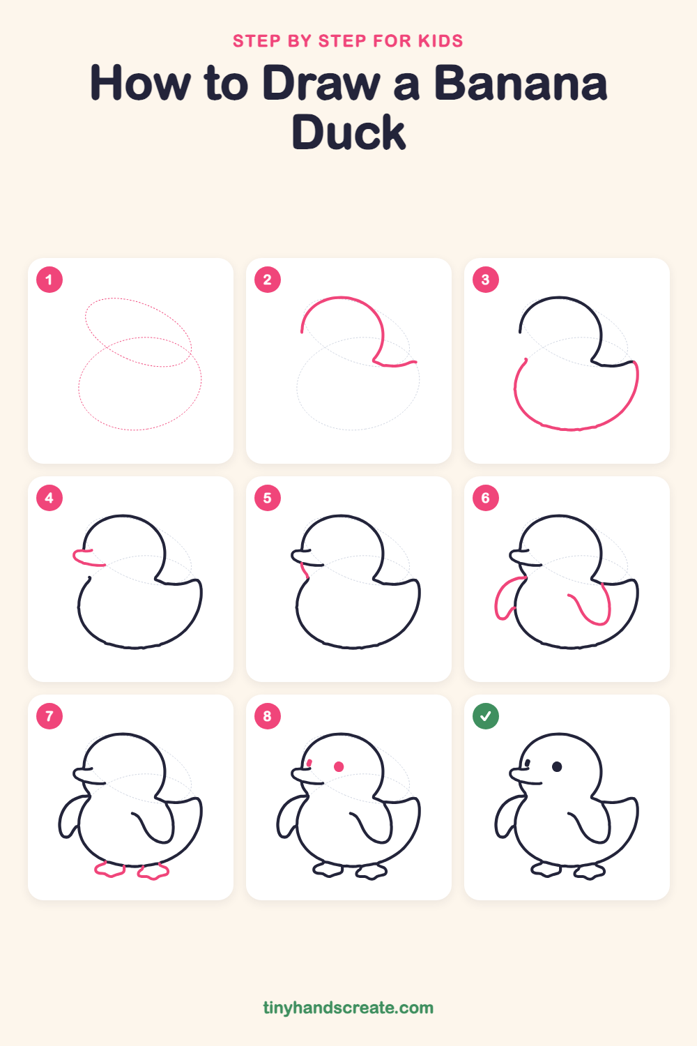 How to draw a banana duck step by step for kids