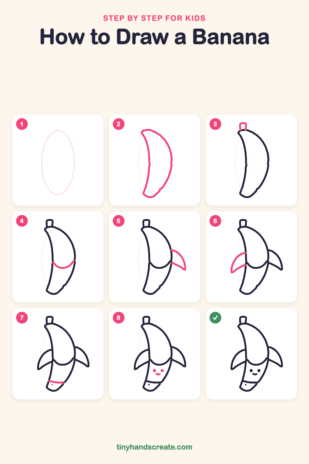 How to draw a banana step by step for kids