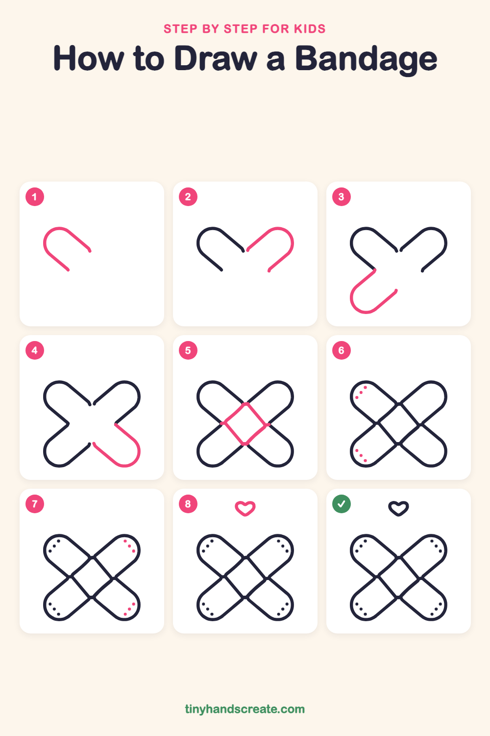 How to draw a bandage step by step for kids