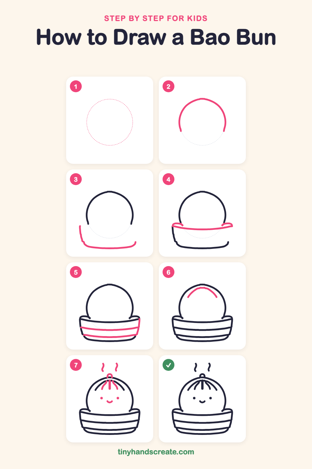 How to draw a bao bun step by step for kids