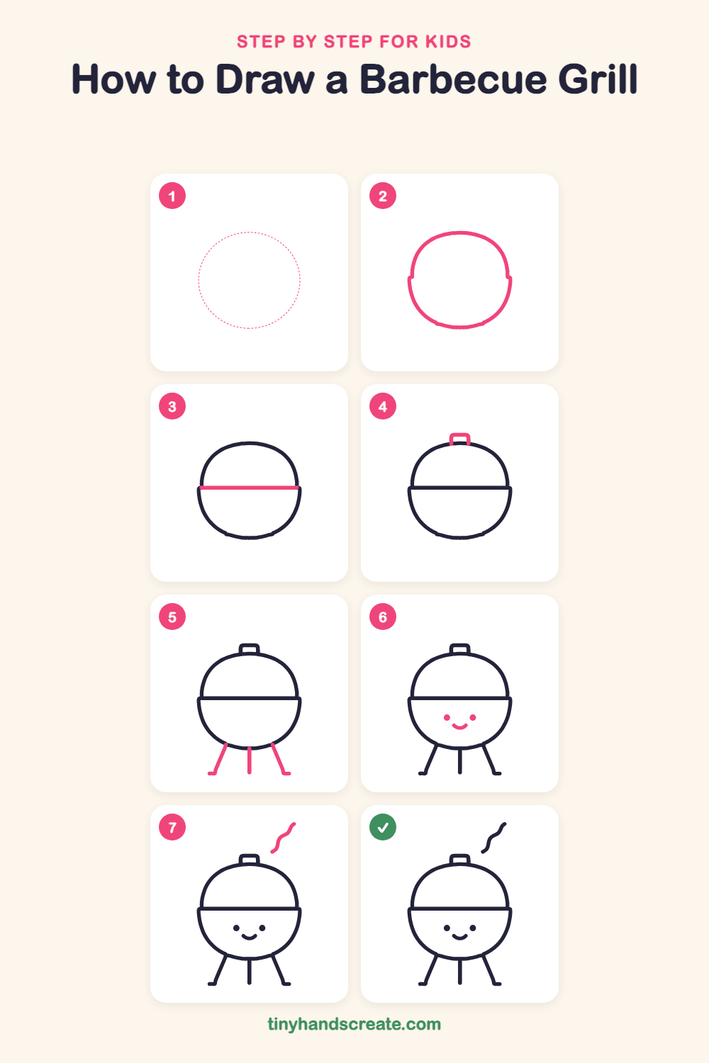 How to draw a barbecue grill step by step for kids