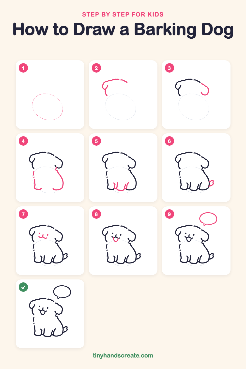 How to draw a barking dog step by step for kids