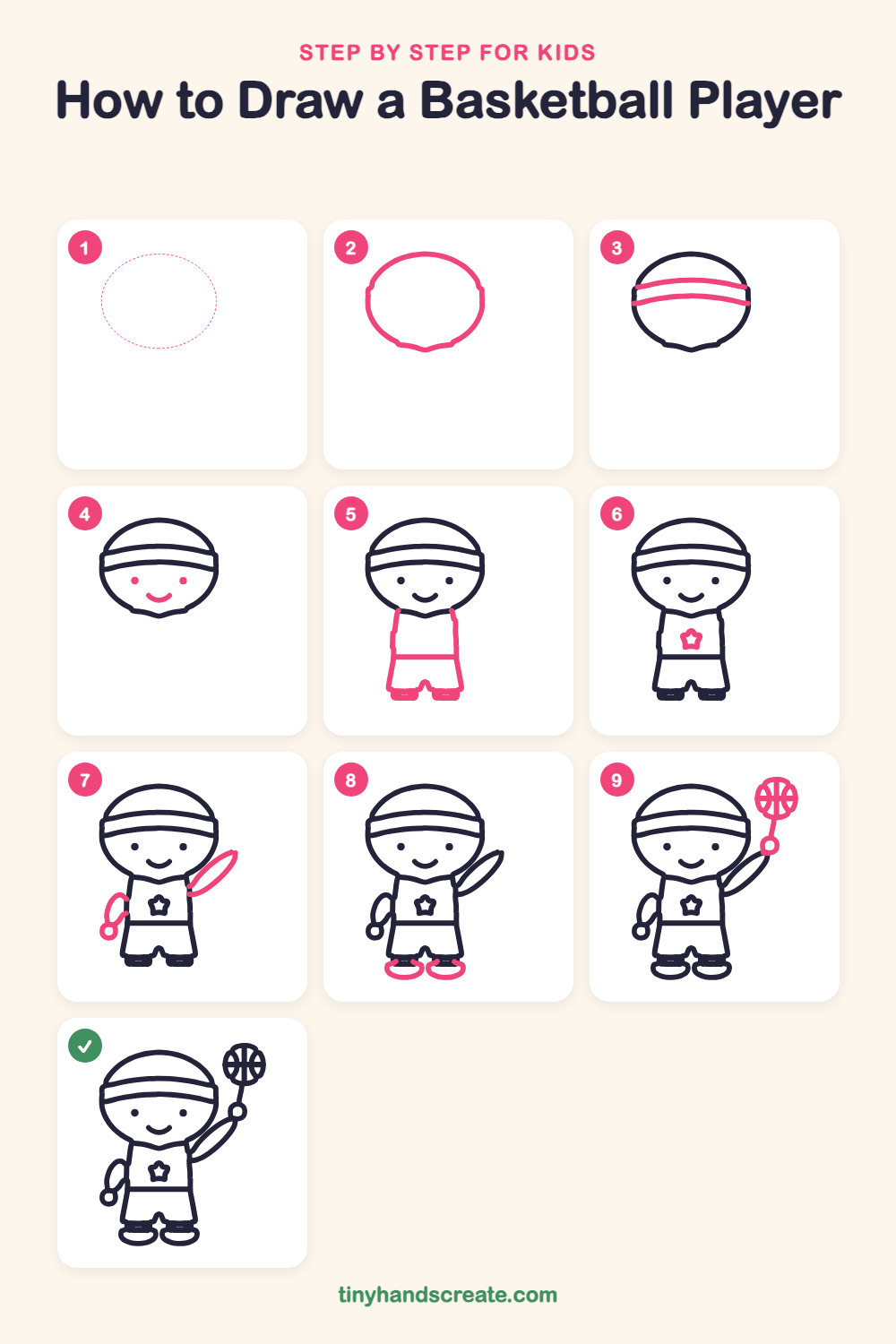 How to draw a basketball player step by step for kids