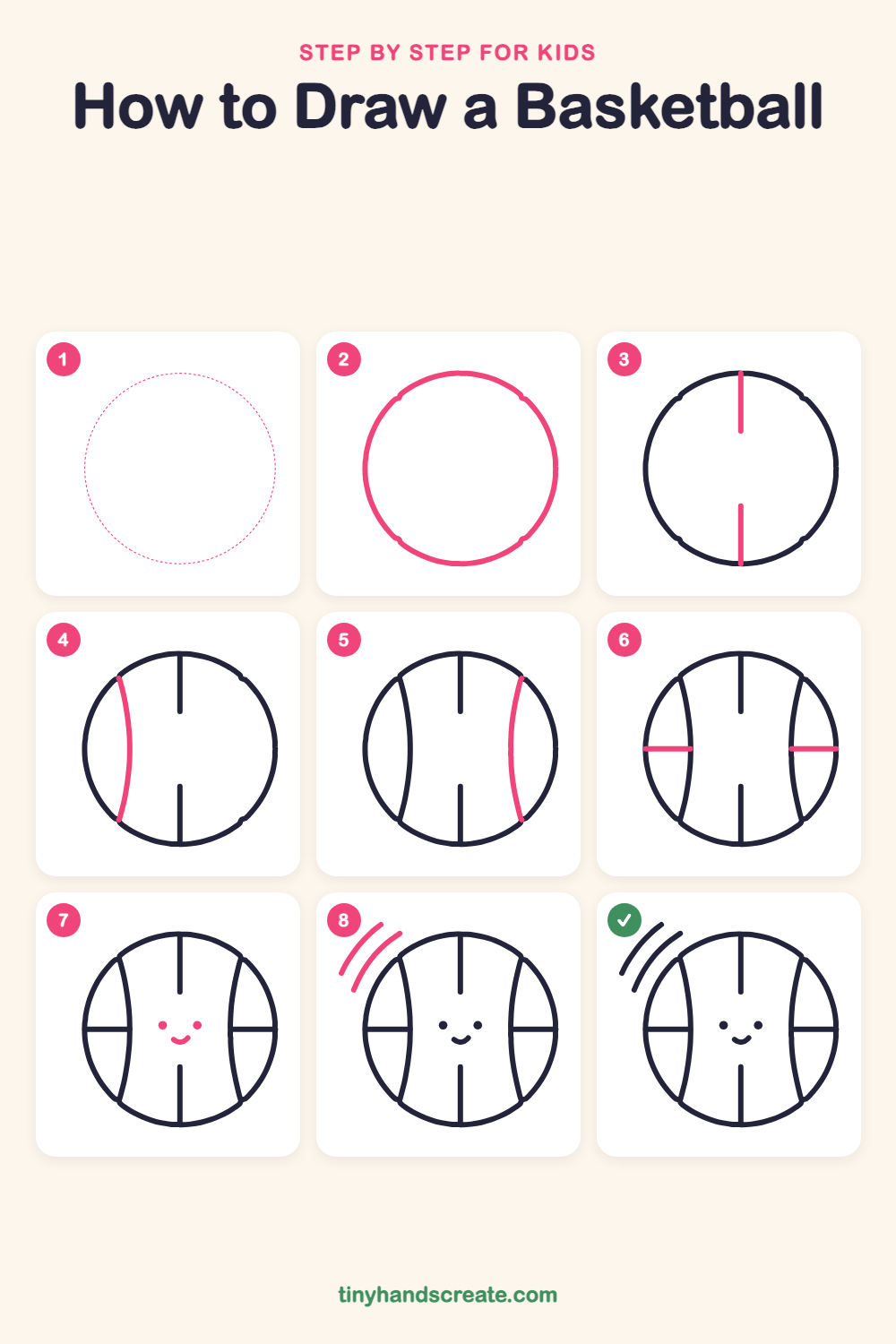 How to draw a basketball step by step for kids