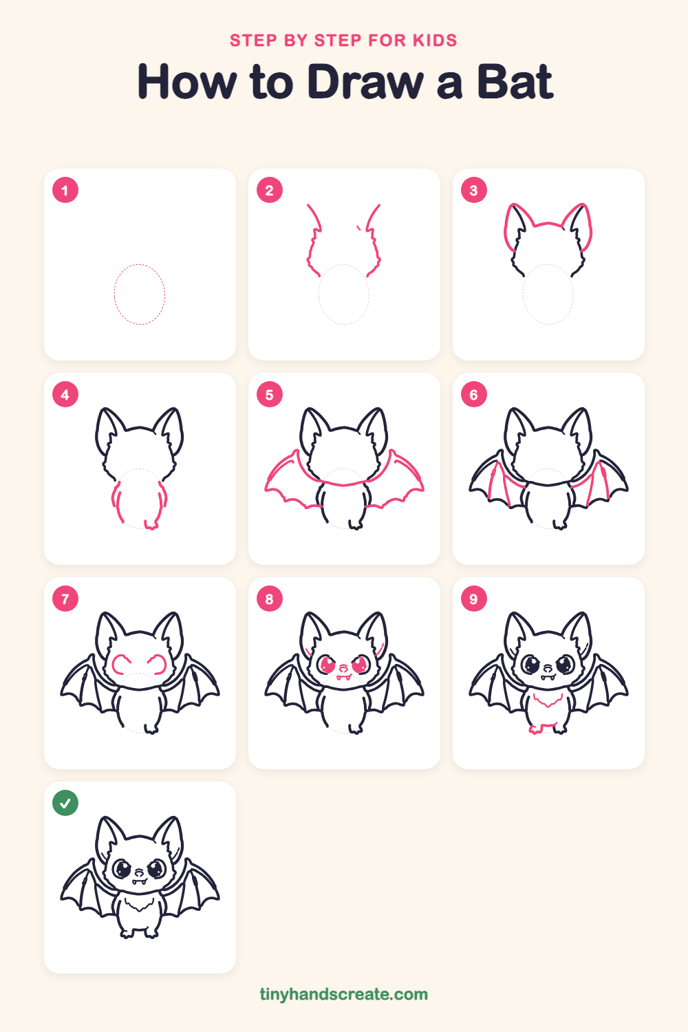 How to draw a bat step by step for kids