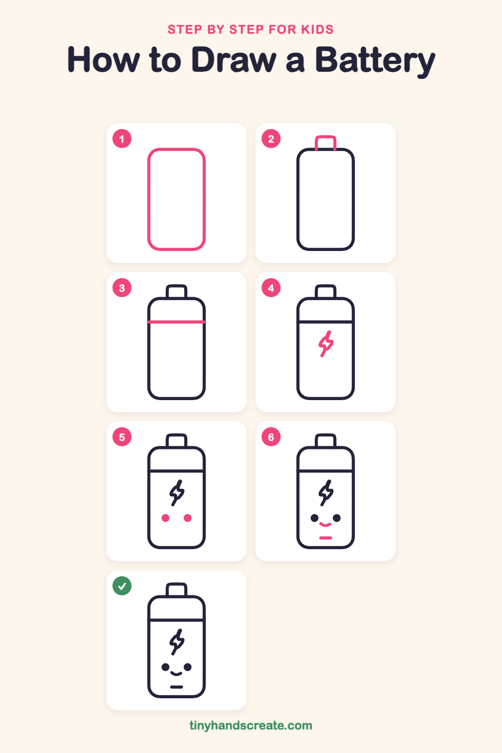 How to draw a battery step by step for kids