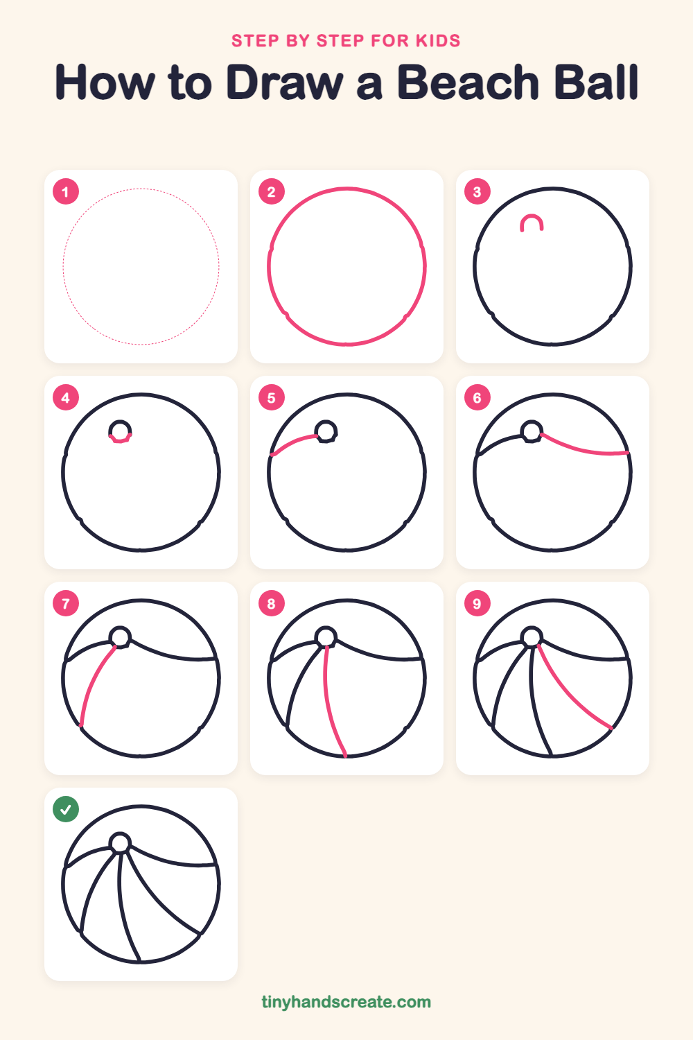 How to draw a beach ball step by step for kids