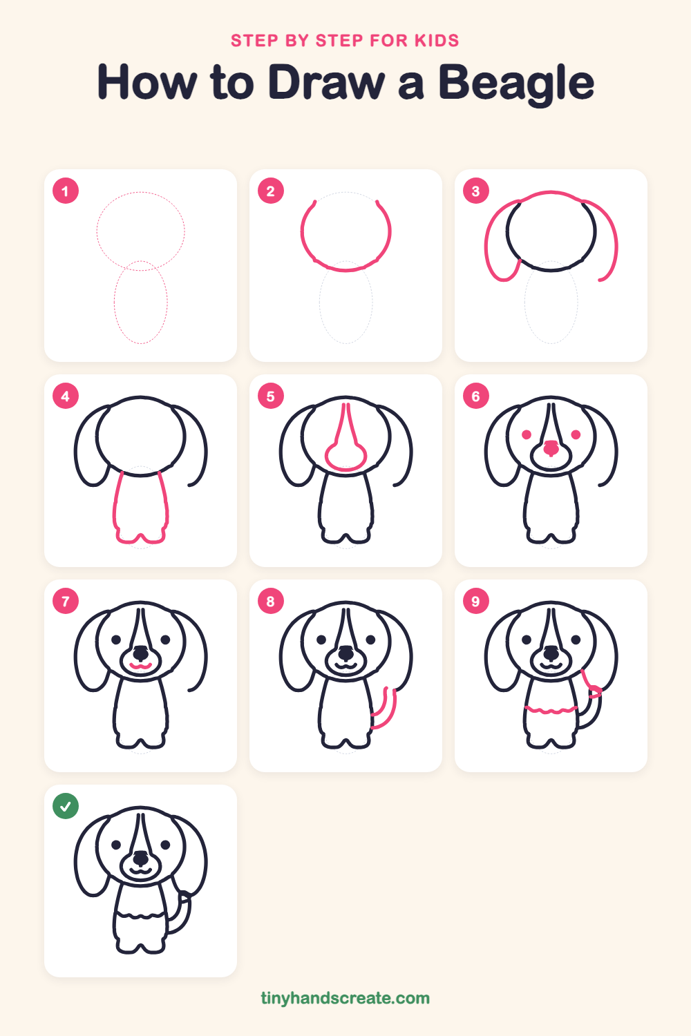 How to draw a beagle step by step for kids