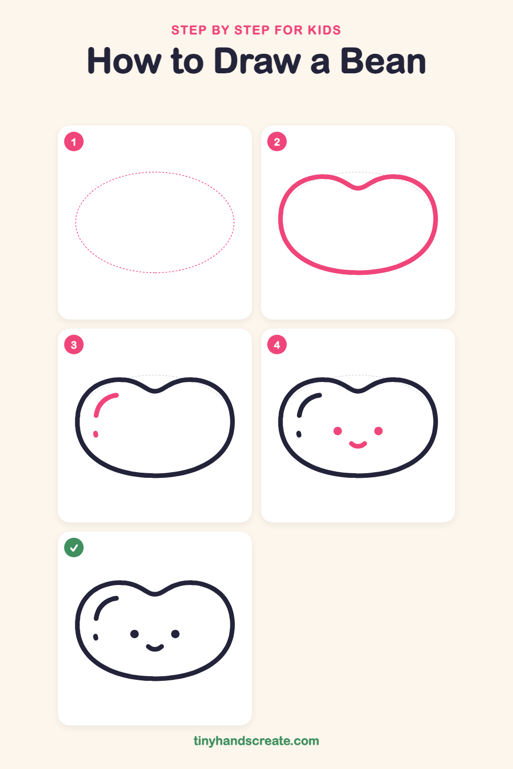 How to draw a bean step by step for kids
